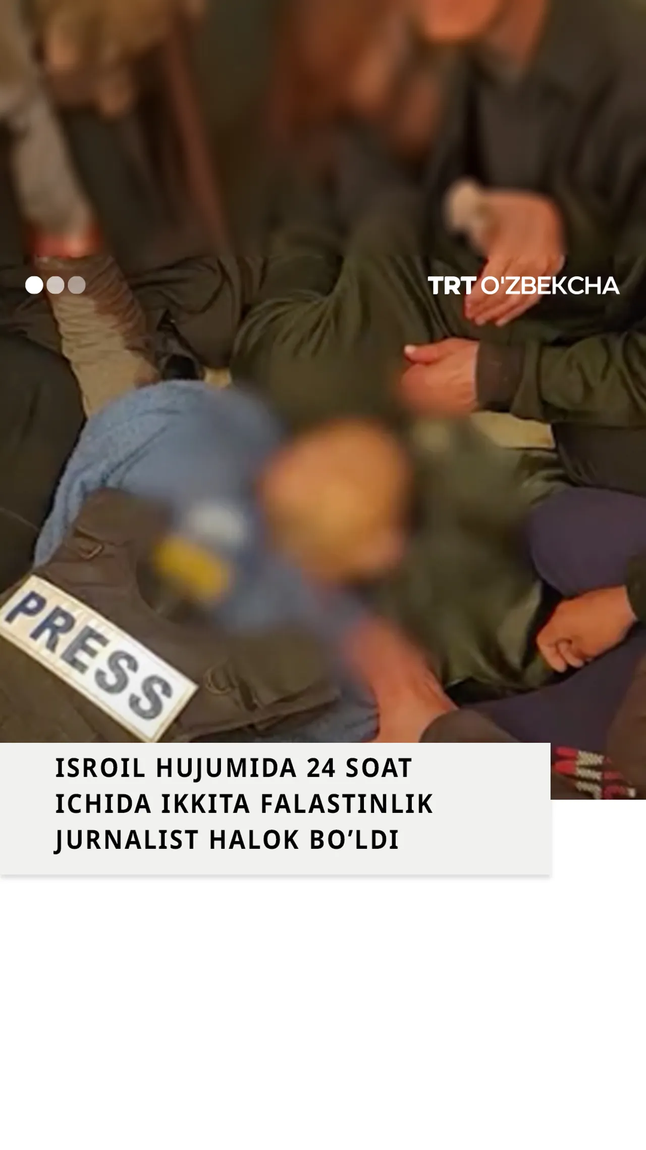 Isroil hujumida falastinlik ikki jurnalist halok bo‘ldi